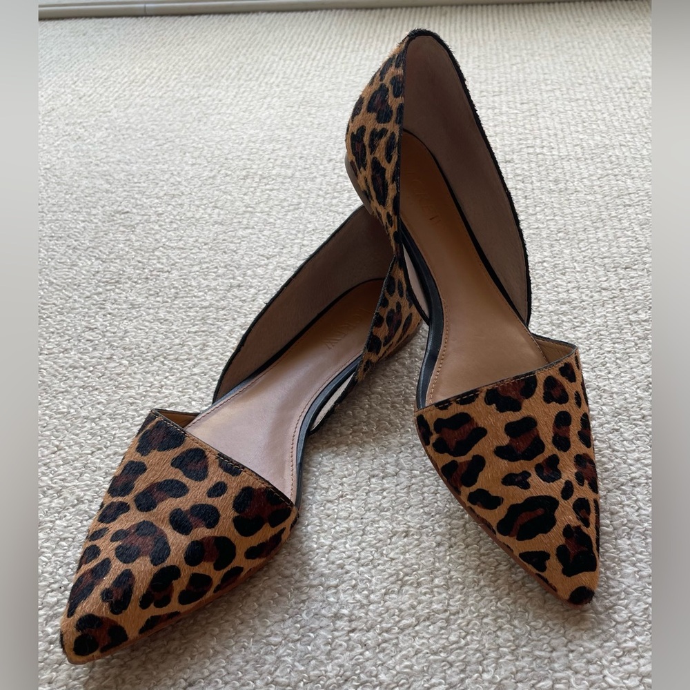 J Crew Zoe D’Orsay flats in Calf Hair Leopard Print